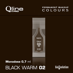 Jednorazowy pigment do makijażu permanentnego Bioevolution Black Warm 02 Qline Pro 0,7ml monodose
