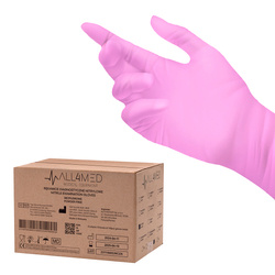 All4med disposable nitrile diagnostic gloves pink xs 10 x100pcs