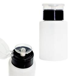 Bottle with pump, dispenser - black cap