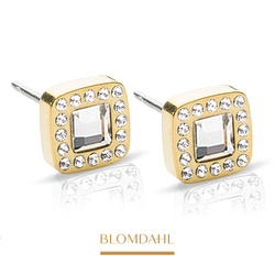 Brilliance Cushion Crystal 8 mm SFJ gold titanium medical earrings