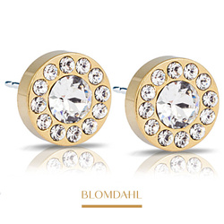 Brilliance Halo Crystal 8 mm SFJ gold titanium medical earrings