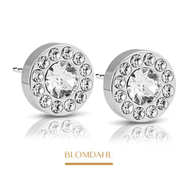 Brilliance Halo Crystal 8 mm earrings SFJ silver medical titanium