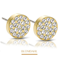 Brilliance Plenary Crystal 8 mm SFJ gold titanium medical earrings