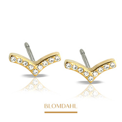 Brilliance Wing Crystal 8 mm SFJ gold titanium medical earrings