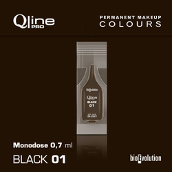 Disposable permanent makeup pigment Bioevolution Black 01 Qline Pro 0.7ml monodose