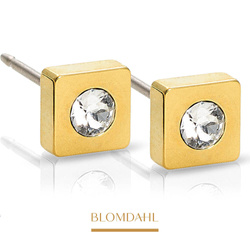 Petite Square Crystal 7 mm earrings SFJ gold medical titanium