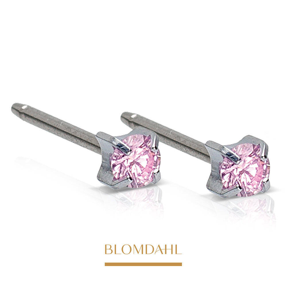 Tiffany Cz Light Rose 3 mm earrings SFJ silver medical titanium