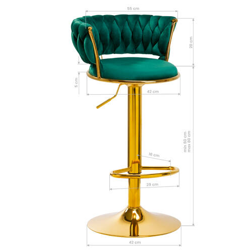 4rico bar hocker qs-b313a velvet green