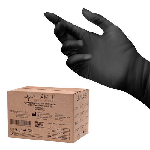 All4med disposable nitrile diagnostic gloves black l 10 x100pcs