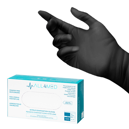 All4med disposable nitrile diagnostic gloves black xs 10 x100pcs