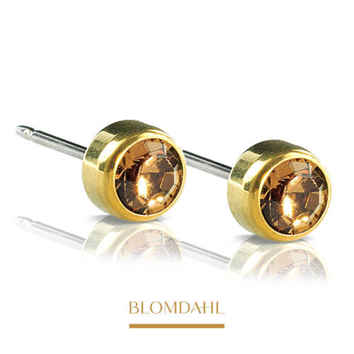 Bezel Bronze 5 mm earrings SFJ gold medical titanium