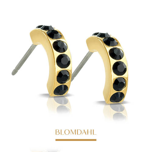 Brilliance Curved Black 10 mm earrings SFJ gold medical titanium