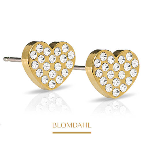 Brilliance Heart Crystal 8 mm earrings SFJ gold medical titanium