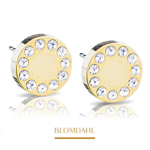 Brilliance Puck Crystal 8 mm SFJ gold titanium medical earrings