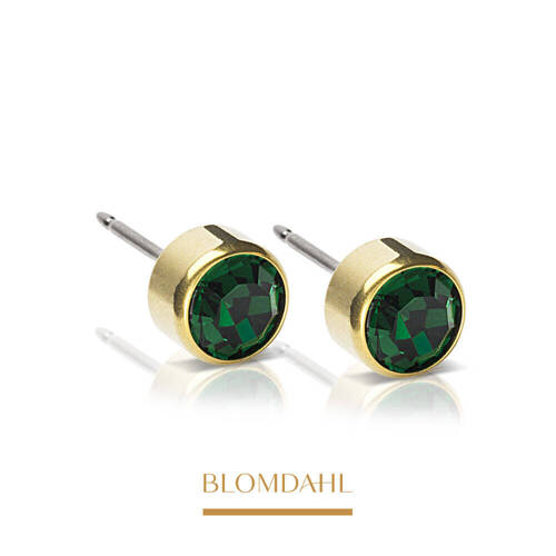 Hypoallergenic Bezel Emerald 3 mm earrings SFJ gold medical titanium