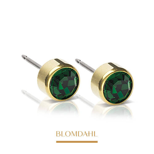 Hypoallergenic Bezel Emerald 4 mm earrings SFJ gold medical titanium