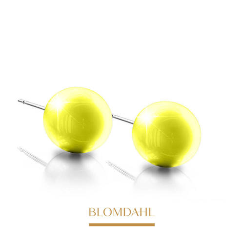 Pearl Electric Yellow 6 mm earrings SFJ pure medical titanium