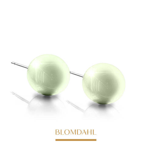 Pearl Pastel Green 6 mm earrings SFJ pure medical titanium