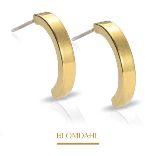 Plain Curved 15 mm SFJ gold titanium medical earrings