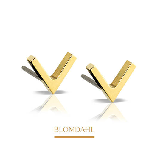 Plain V 8 mm earrings SFJ gold medical titanium