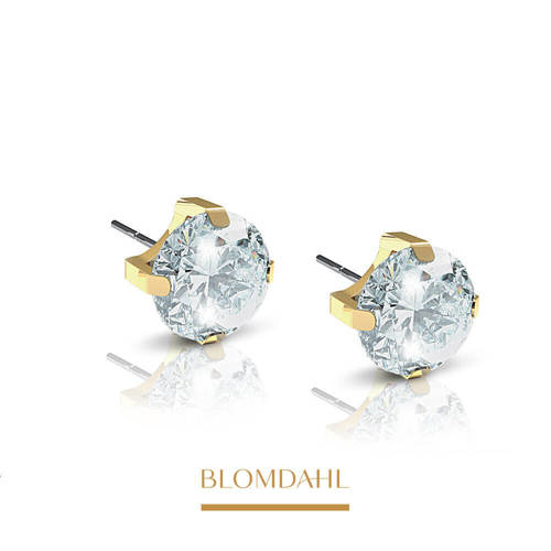 Tiffany Cz White 4 mm earrings SFJ gold medical titanium