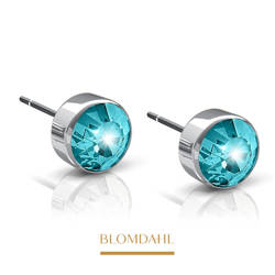 Bezel Turquoise 5 mm SFJ silver titanium medical earrings