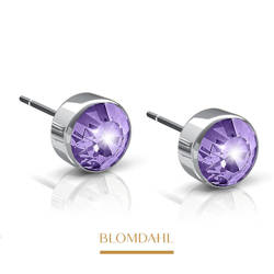 Bezel Violet 5 mm SFJ silver titanium medical earrings