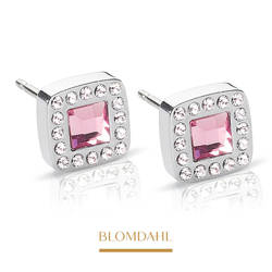 Brilliance Cushion Crystal/Light Rose 8mm SFJ silver titanium medical earrings