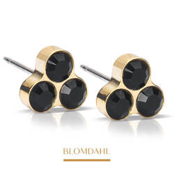 Clover Black 8 mm hypoallergenic earrings SFJ gold medical titanium