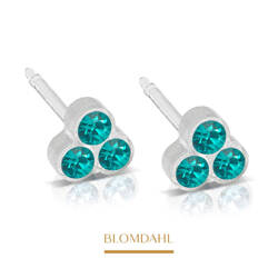 Clover Blue Zircon 6 mm hypoallergenic earrings SFJ medical plastic