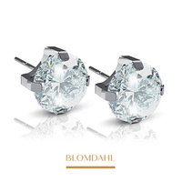 Tiffany CZ White 7 mm SFJ silver titanium medical earrings