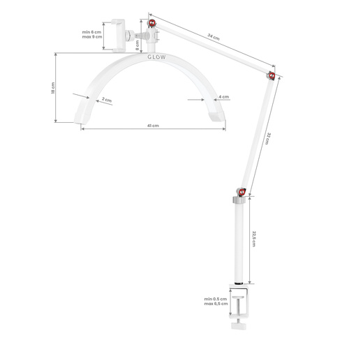 Lampa zabiegowa glow mx3 do blatu biała