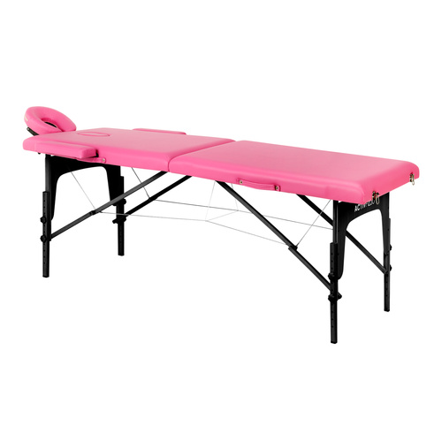 Folding massage table wooden comfort activ fizjo 2 segment pink black wood