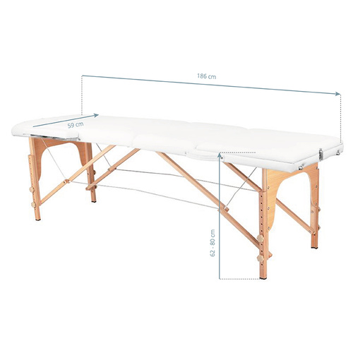 Folding massage table wooden comfort activ fizjo 3 segment white