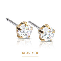 Tiffany hypoallergenic earrings Precious CZ White 5 mm SFJ gold medical titanium