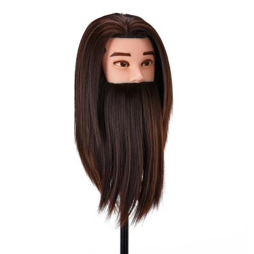 Barber training head with beard gabbiano wz4 synthetic hair, color 4h, length 8"+6"