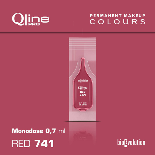 Disposable pigment for lip permanent makeup Bioevolution Red 741 Qline Pro 0.7ml monodose 