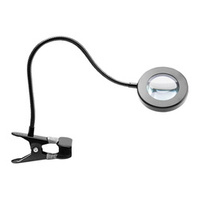 Led snake ring desk magnifier lamp black