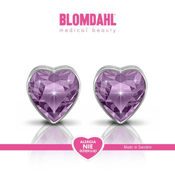 Kolczyki hipoalergiczne Heart Light Amethyst 6 mm SFJ plastik medyczny