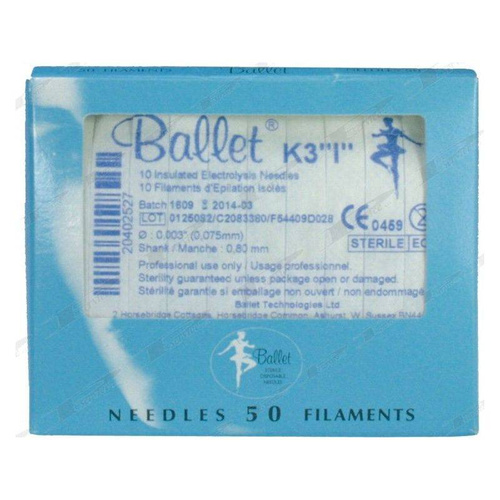 Ballet needle for epilation,  type K - insulated 