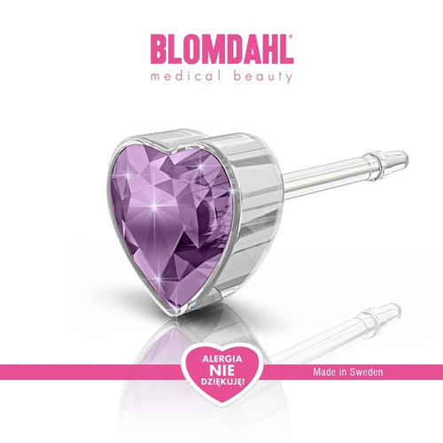 Kolczyki hipoalergiczne Heart Light Amethyst 6 mm SFJ plastik medyczny