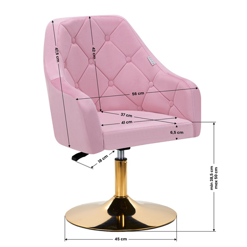 4rico swivel chair qs-bl14g velvet pink