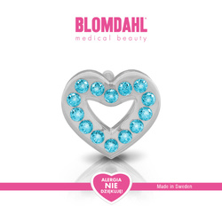 Kolczyki hipoalergiczne Brilliance Heart Hollow Aquamarine 10 mm SFJ plastik medyczny