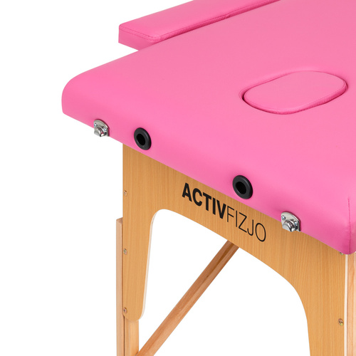 Folding massage table wooden comfort activ fizjo 2 segment pink