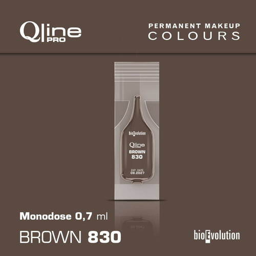 Disposable pigment for brow permanent makeup Bioevolution Brown 830 Qline Pro 0.7ml monodose 