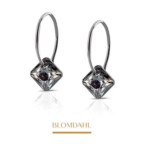 Ear Ring Square Black Diamond 9 mm SFJ natural titanium medical earrings