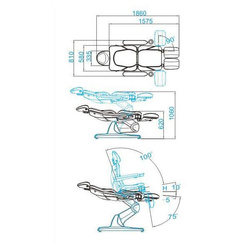 Electr. cosmetic chair azzurro 870s pedi 3 siln. cappuccino