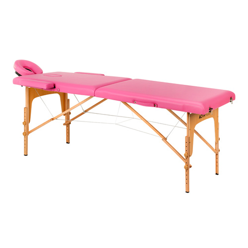 Folding massage table wooden comfort activ fizjo 2 segment pink