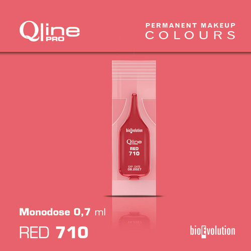 Disposable pigment for lip permanent makeup Bioevolution Red 710 Qline Pro 0.7ml monodose 