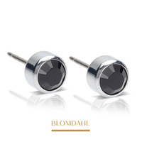 Bezel Black 4 mm SFJ silver titanium medical earrings